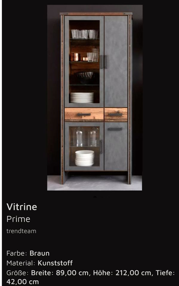Vitrine Schrank "Prime" 89x212x42 sehr edel aus Retoure Normalpreis 299 € wie neu