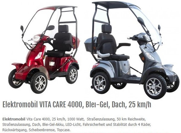 Elektromobil VITA CARE 4000, Blei-Gel, Dach, 25 km/h